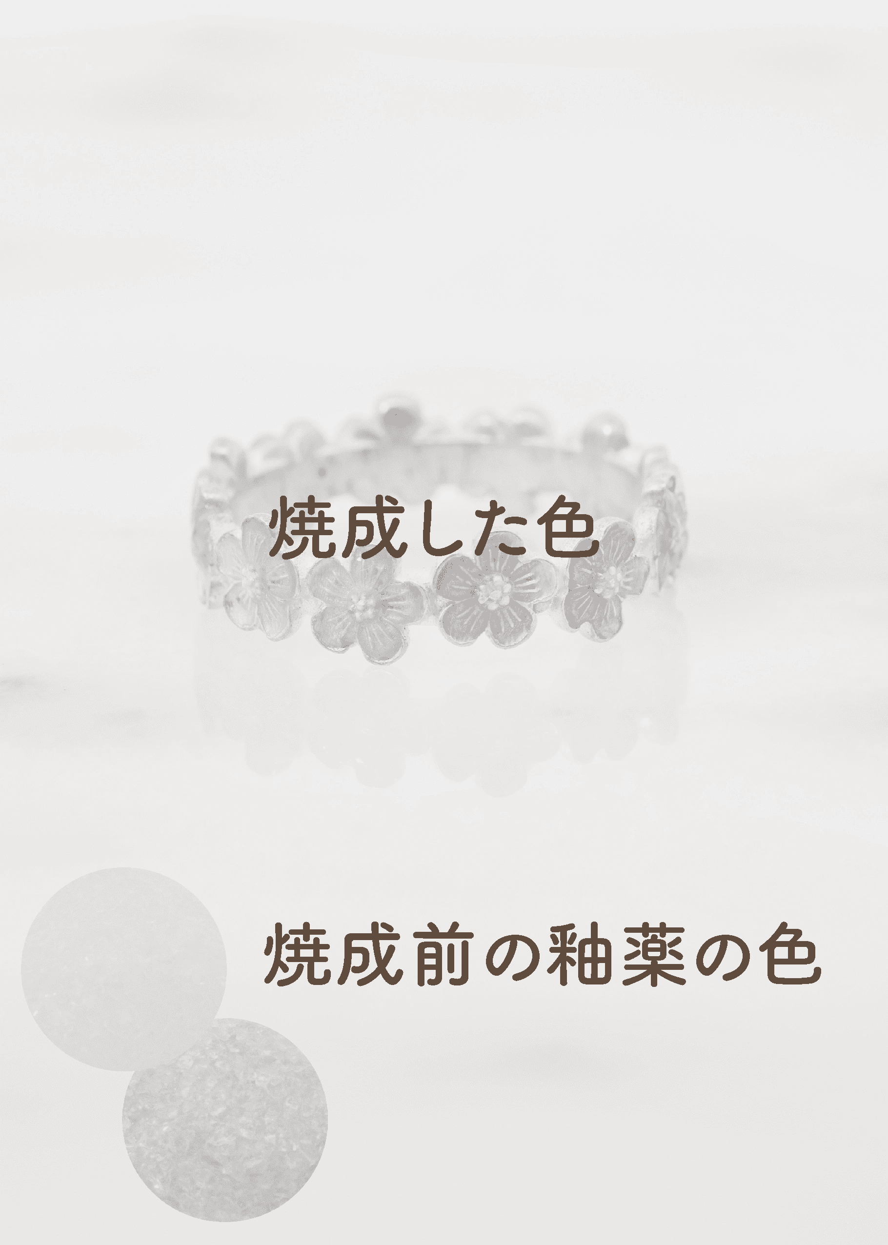 焼成前と焼成後の釉薬の色比較