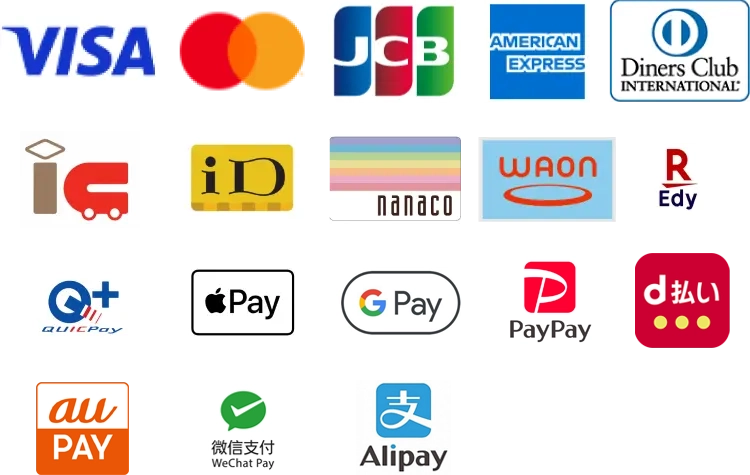 AIGISで利用できる決済方法のロゴ一覧